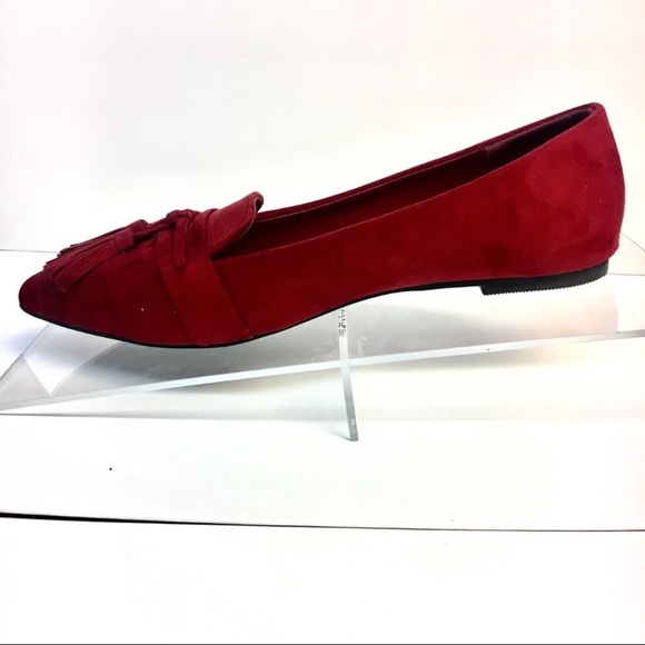 Burgundy Pointed Toe Loafers w/ Tassel Detail - Picture 5 of 6